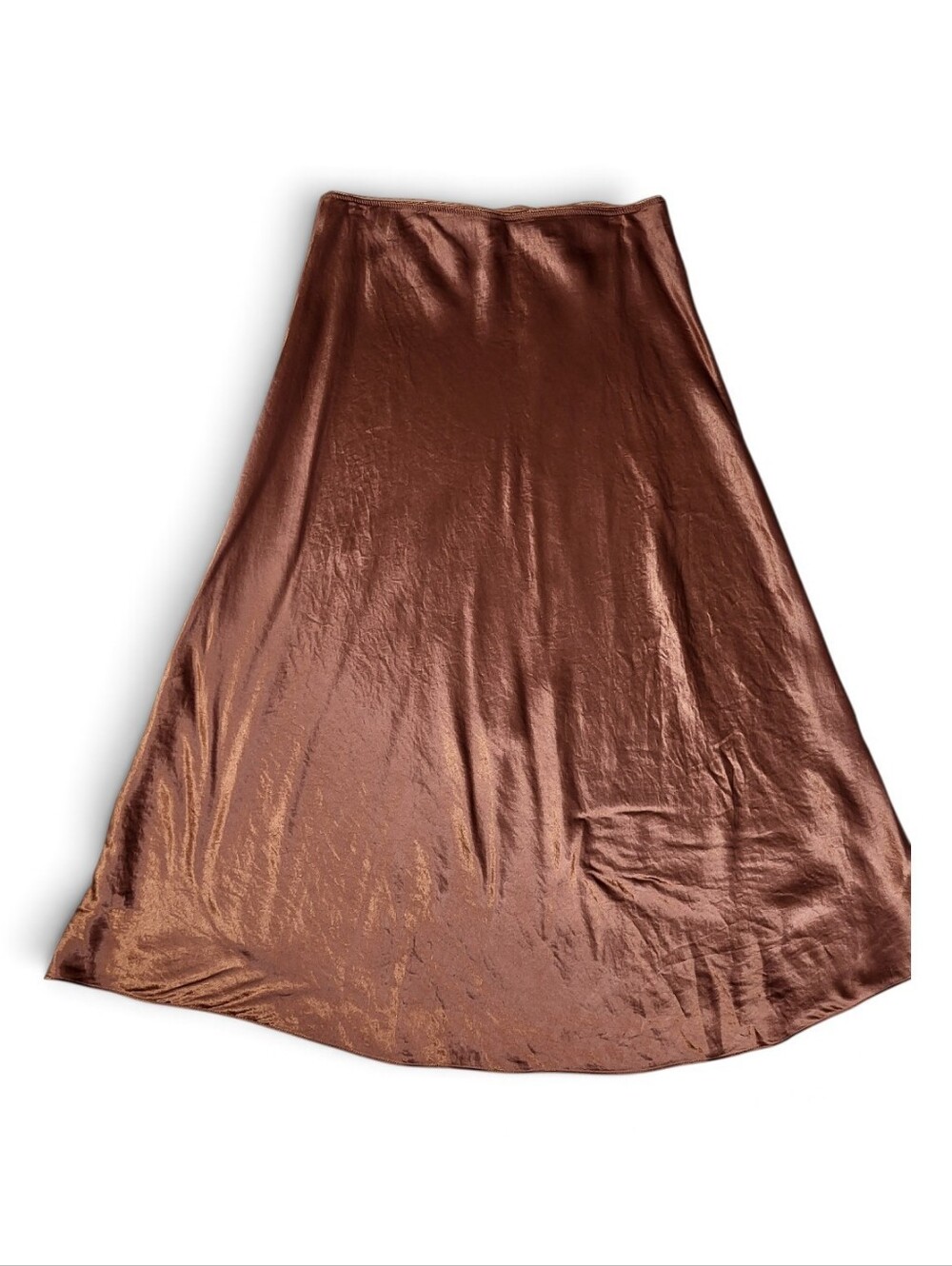 Vince Satin Midi Skirt Metallic Bronze Copper A Line Women's Size Small